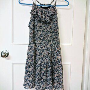 Kidpik Girl's Blue Floral Spaghetti Strap Dress